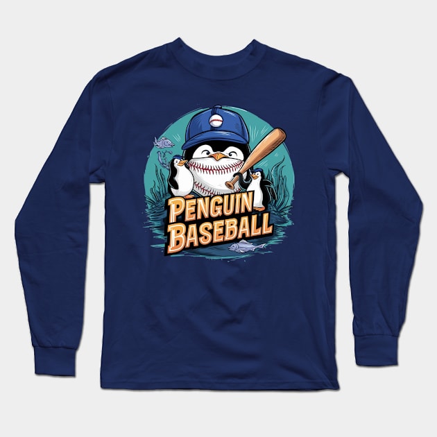 Penguin baseball day Long Sleeve T-Shirt by hsayn.bara